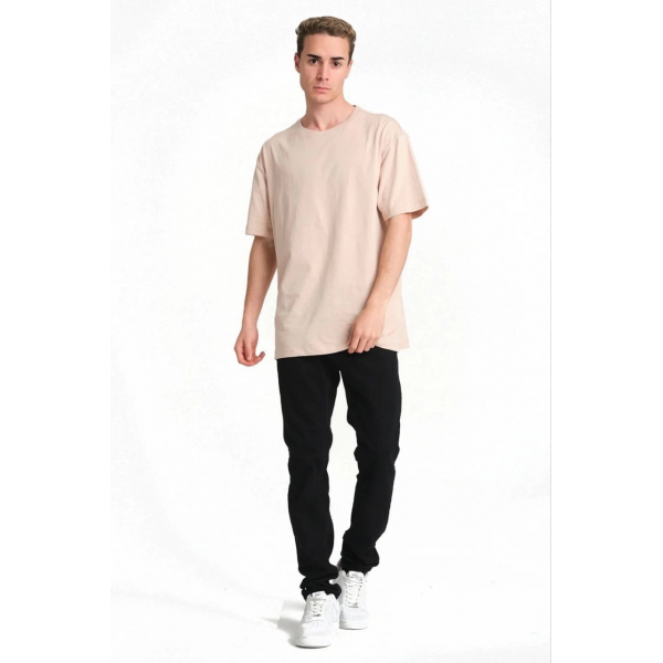 24/1 Düz A Kalite Oversize T-shirt - Bej -