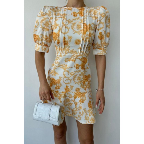 Sarı Çiçekli Elbise