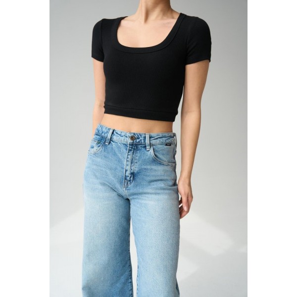 Geniş Yaka Bady - Siyah