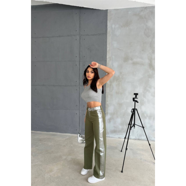 GABARDİN PALAZZO PANTOLON - Haki