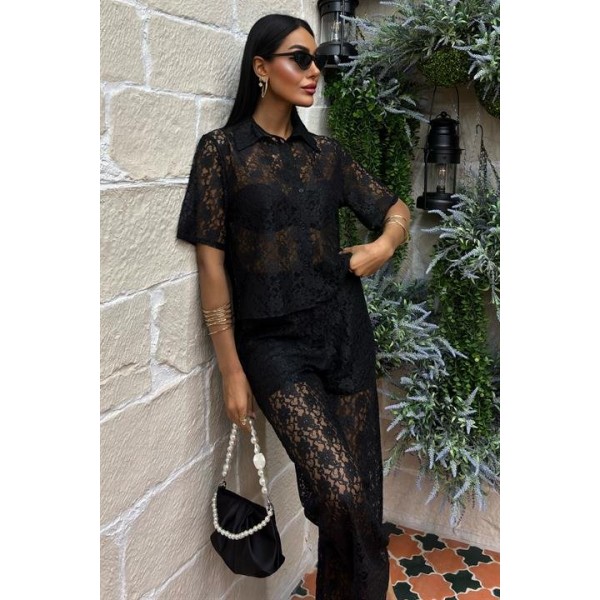 Pantolonu Astarlı Dantel İkili Takım 10119