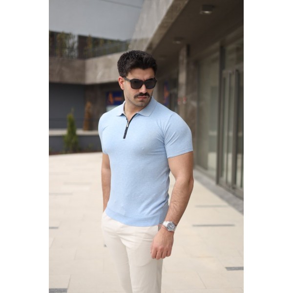 Erkek Polo Yaka Fermuar Detaylı Tişört
