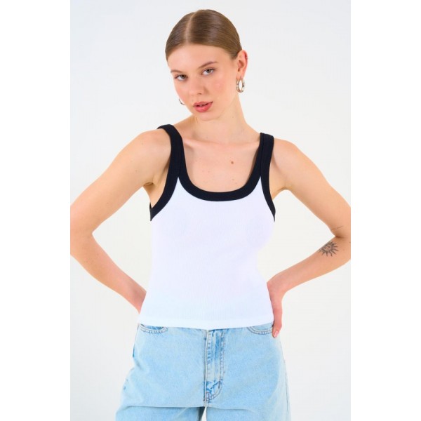 İki Renkli Atlet - Beyaz-Siyah