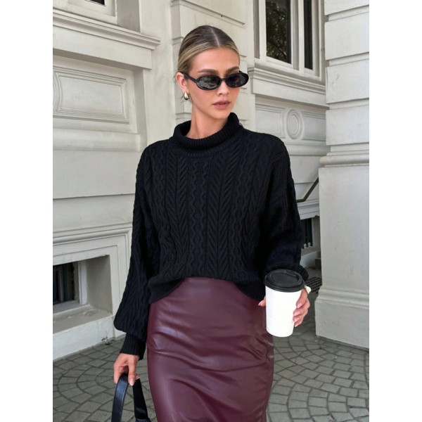 Uzun Kollu Yarı Balıkçı Yaka Triko Bluz