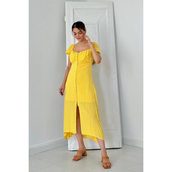 Sarı Prenses Yaka Elbise