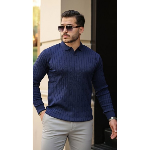 Erkek Saç örgü Desenli Uzun Kollu Triko