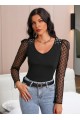 Kadın Uzun Kollu Omuz Inci Kollar Tül Detay Viskon Bluz