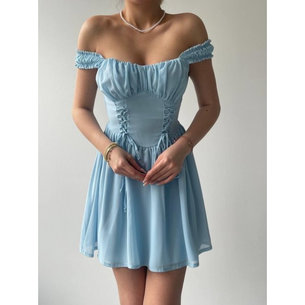 Aria Büzgü Askılı Elbise