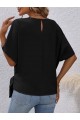Kadın Kısa Kollu Bisiklet Yaka Yandan Bağcıklı Aerobin Bluz