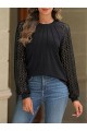 Kadın Uzun Kollu Yarı Balıkçı Yaka önü Nervürlü Viskon Iki Iplik Bluz