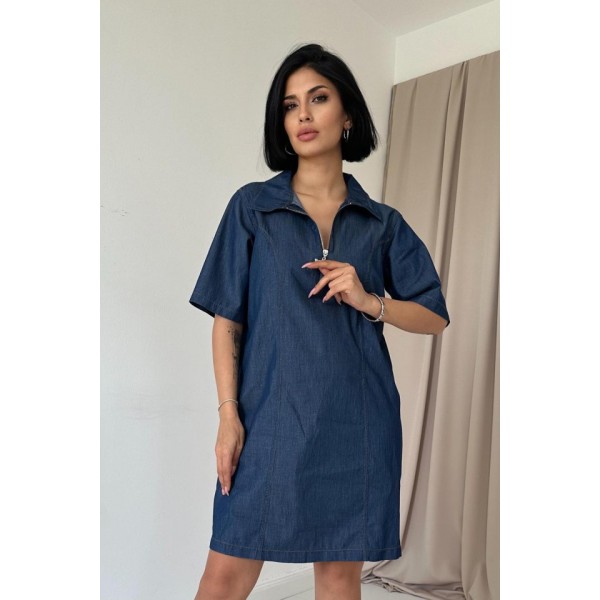 Mavi Tencel Kuplu Elbise