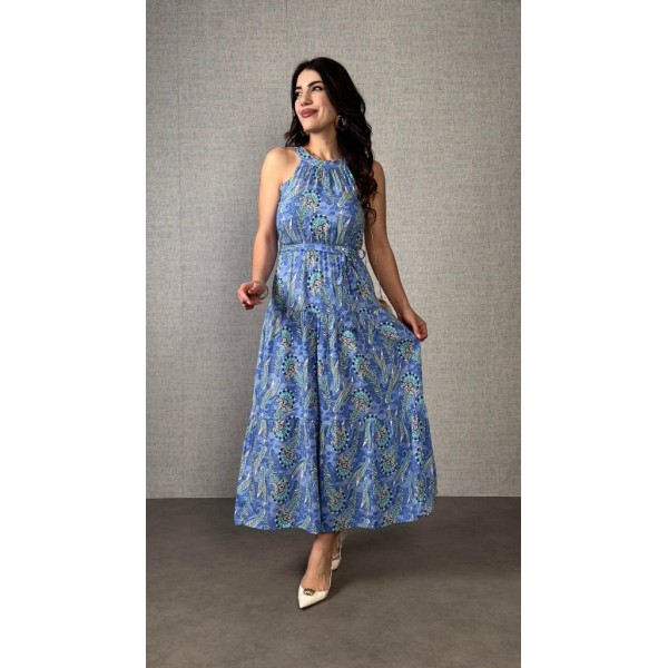 Kadın Omuzlardan Açık Boyundan Geçmeli Desenli Süprem Bluz