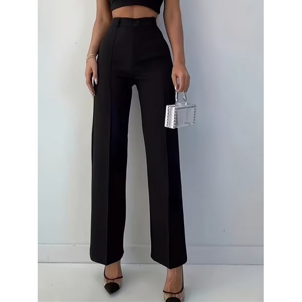 Bordo Renk Yüksek Bel Maskülen Kesim Kumaş Pantolon