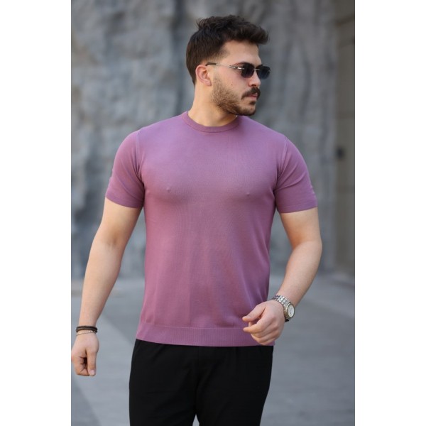 Erkek Viskon Kumaş Bisiklet Yaka Basic Tişört