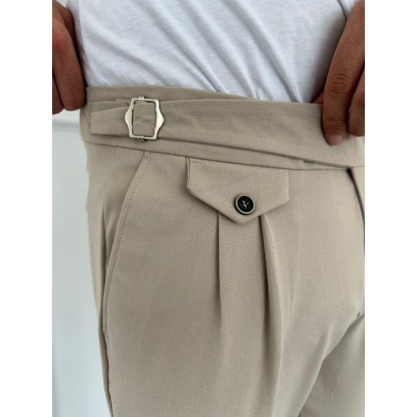 Erkek Bel Toka Detaylı Pileli Old Money Pantolon