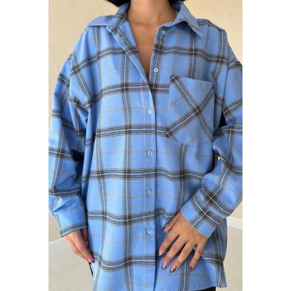 Mavi Ekose Desenli Gömlek