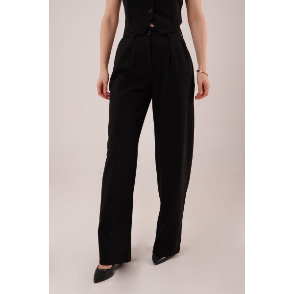 Premium Model Oturtmalı Siyah Pantolon