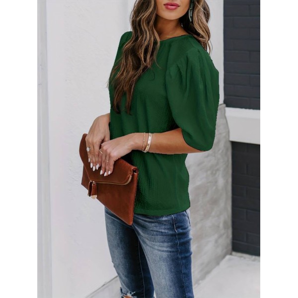 Kadın Kısa Kollu Pileli Balın Kol Bürümcük Bluz