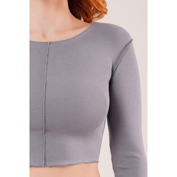Ters Dikişli Basic Antrasit Body Bluz