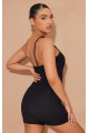 Kadın Asimetrik Askılı Mini Kaşkorse Bodycon Tulum