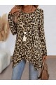 Kadın Uzun Kollu Bisiklet Yaka Leopar Desenli Süprem Bluz