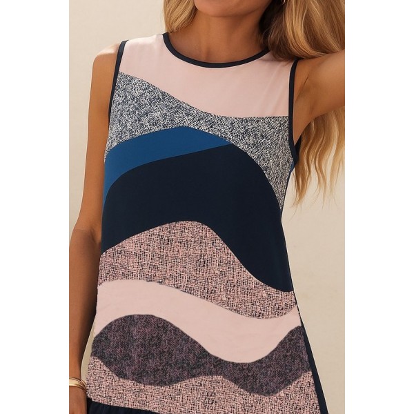 Kadın Kolsuz Sırttan Bağlamalı Fırfırlı Leopar Desenli Dalgıç Elbise