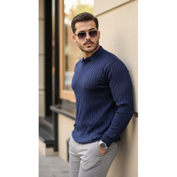 Erkek Saç örgü Desenli Uzun Kollu Triko