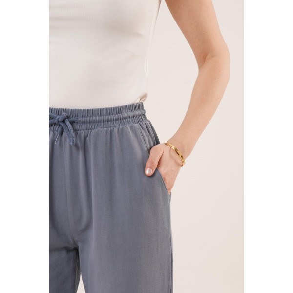 Cepli Belden Bağlamalı Paça Detaylı İndigo Pantolon