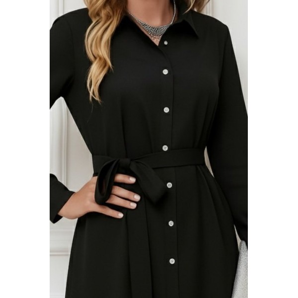 Kadın Uzun Kollu ön Kısım Kısım Arka Kısım Uzun Trikoton Gömlek Elbise