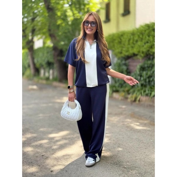 Kadın Modal Kumaş Yakası Fermuarlı şerit Detaylı Takım