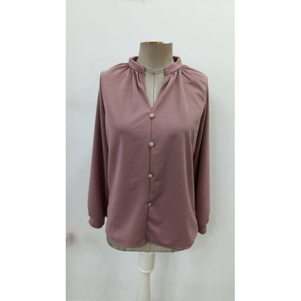 Kadın Uzun Kollu önden Düğmeli Hakim Yaka Ithal Krep Bluz