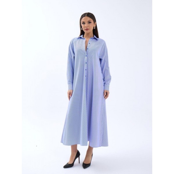 5857 ELBİSE-MAVİ BEYAZ ÇİZGİLİ
