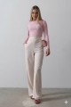 Beli Yarım Lastikli Palazzo Pantolon - Pudra