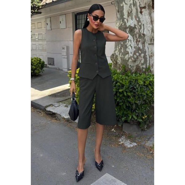 Midi Şortlu Ve Yelekli Viscon Takım 10167