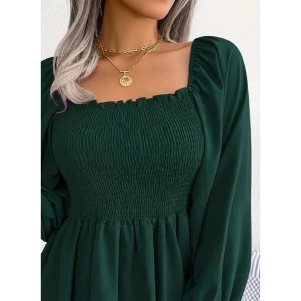 Kadın Uzun Kollu Geometrik Yakalı Gipe Detaylı Krep Bluz