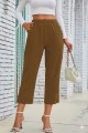 Kadın Beli Lastikli Düğme Ve Cep Detaylı Kapri Ithal Keten Pantolon