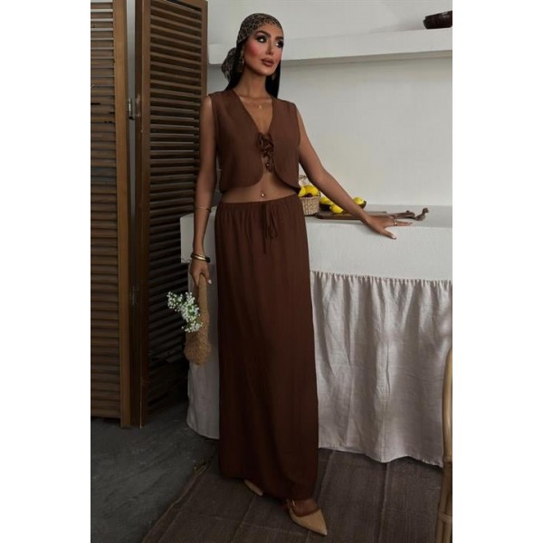 Yelek Önden Bağlamalı Uzun Etekli Takım 10192