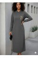 Kadın Uzun Kollu Kapşonlu Cep Detaylı Viskon Iki Iplik Maxi Elbise