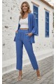 Kadın Uzun Kollu önü Açık Dokuma Ceket Ve Pantolon Ikili Takım