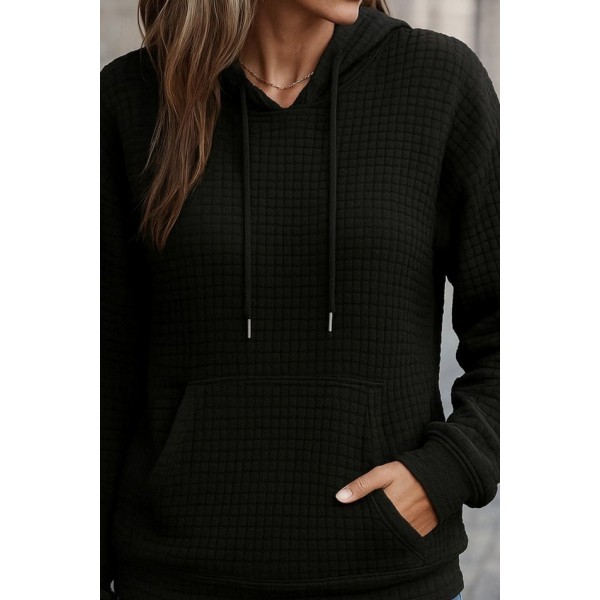 Kadın Uzun Kollu Kapşonlu Bağcıklı Cepli Capitone Sweatshirt