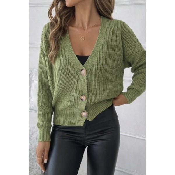 Kadın Uzun Kollu Düğme Detay Triko Bluz