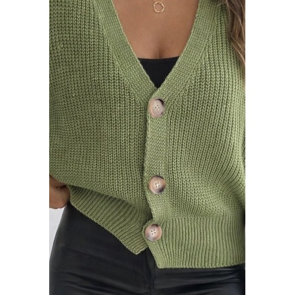 Kadın Uzun Kollu Düğme Detay Triko Bluz