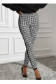 Kadın Yüksek Bel Kaz Ayağı Desenli Yanları şeritli Dalgıç Pantolon