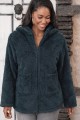 Kadın Uzun Kollu Kapşonlu önden Fermuarlı Cepli Welsoft Ceket