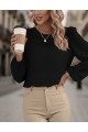 Kadın Uzun Kollu Yuvarlak Yaka Arkadan Bağcıklı Salaş Ithal Krep Bluz