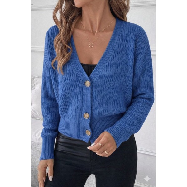 Düğme Detay Triko Bluz