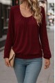 Kadın Uzun Kollu Yuvarlak Yakalı Viskon Bluz