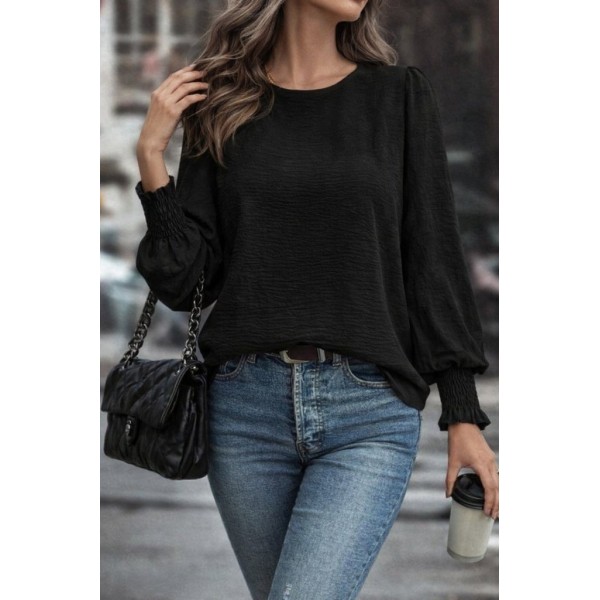 Kadın Uzun Kollu Yuvarlak Yaka Aerobin Bluz