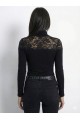 Kadın Uzun Kollu Balıkçı Yaka Dantelli Kaşkorse Bluz
