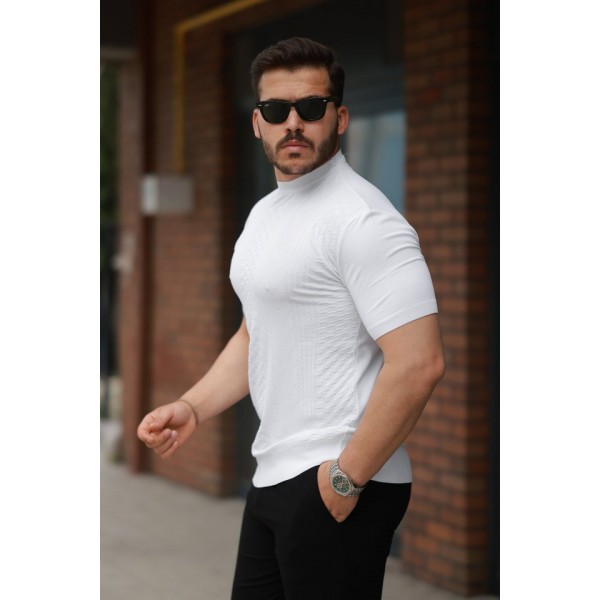 Erkek Desen Dokulu Kısa Kollu Tişört